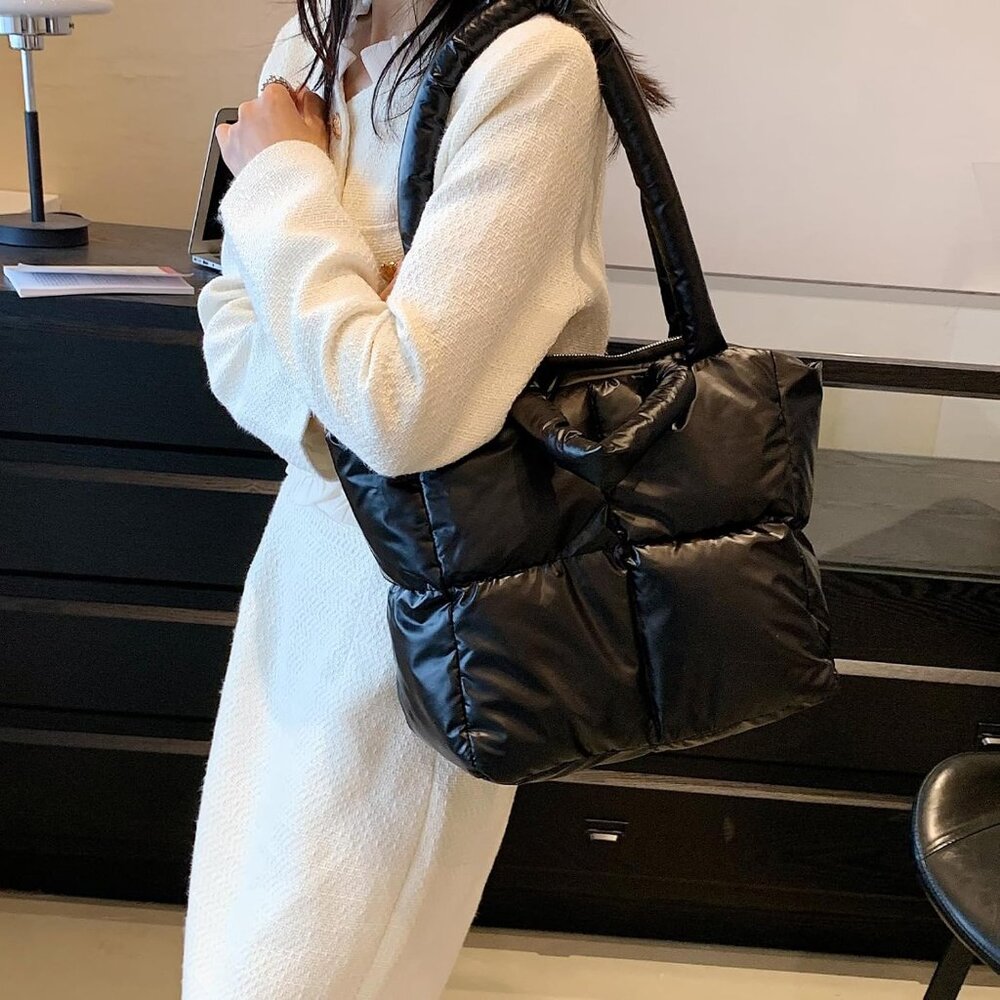 Versatile Large Capacity Puffer Tote - Stylish Ha… - image 2